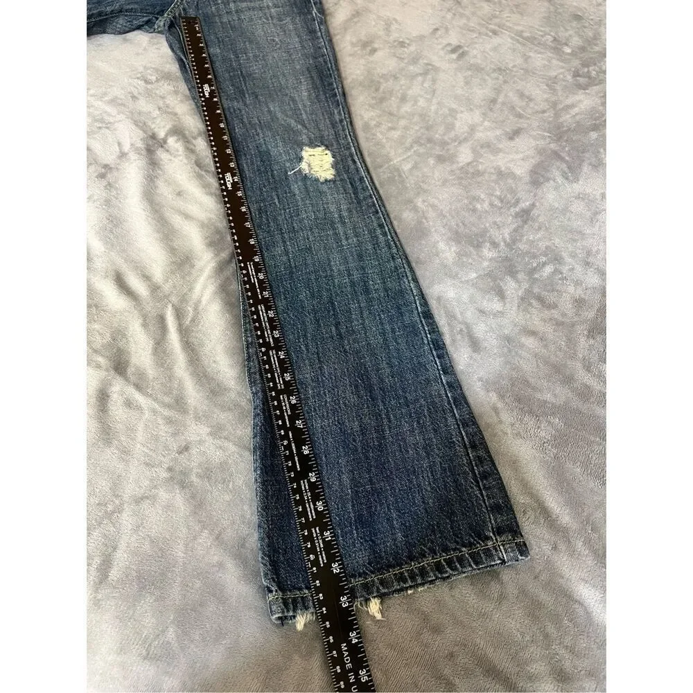 Joe's Jeans Womens Size 26 Blue Eno Flared Low Rise Distressed Whisker Cotton